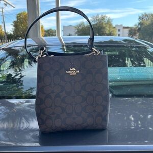 Coach Black and Brown Signature Shoulder Bag